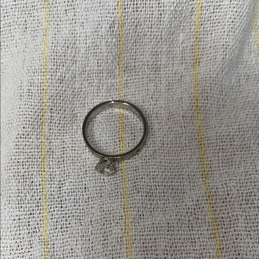 Vintage SETA O Elegant Silver Ring with Crystal Charm